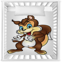 Brown Squirrel - Colored Cartoon Illustration, Vector Nursery Decor 100129183