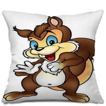 Brown Squirrel - Colored Cartoon Illustration, Vector Pillows 100129183