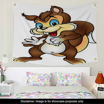 Brown Squirrel - Colored Cartoon Illustration, Vector Wall Art 100129183