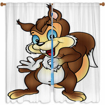 Brown Squirrel - Colored Cartoon Illustration, Vector Window Curtains 100129183