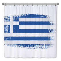 Brushstroke Flag Greece With Transparent Background Bath Decor 64530866