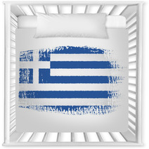 Brushstroke Flag Greece With Transparent Background Nursery Decor 64530866