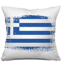 Brushstroke Flag Greece With Transparent Background Pillows 64530866