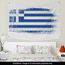 Brushstroke Flag Greece With Transparent Background Wall Art 64530866