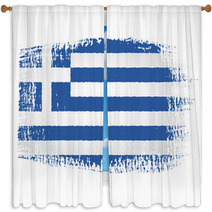 Brushstroke Flag Greece With Transparent Background Window Curtains 64530866