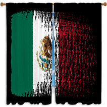 Brushstroke Flag Mexico Window Curtains 65804577