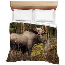 Bull Moose In Nature Brown Forest Bedding 58265313