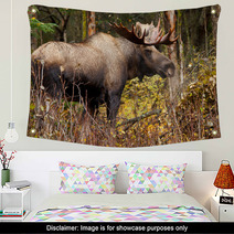 Bull Moose In Nature Brown Forest Wall Art 58265313