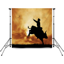Bull Rider At Sunset Backdrops 54437553