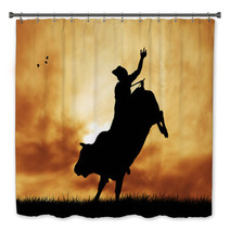 Bull Rider At Sunset Bath Decor 54437543
