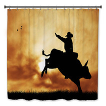 Bull Rider At Sunset Bath Decor 54437553