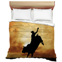Bull Rider At Sunset Bedding 54437543