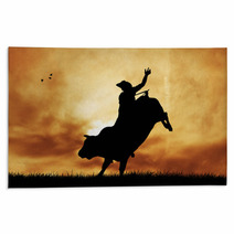Bull Rider At Sunset Rugs 54437543
