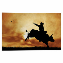 Bull Rider At Sunset Rugs 54437553
