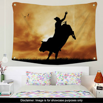 Bull Rider At Sunset Wall Art 54437543