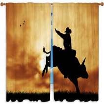 Bull Rider At Sunset Window Curtains 54437553