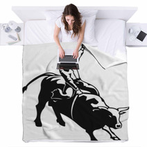 Bull Riding Vinyl Ready Vector Illustration Blankets 26217658