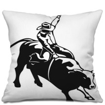 Bull Riding Vinyl Ready Vector Illustration Pillows 26217658