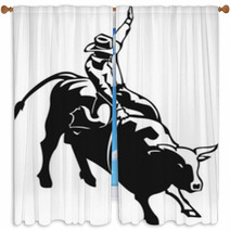Bull Riding Vinyl Ready Vector Illustration Window Curtains 26217658