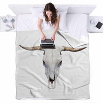Bull Skull - Top View, Isolated Blankets 52110417