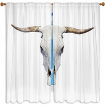 Bull Skull - Top View, Isolated Window Curtains 52110417