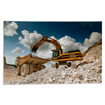 Bulldozer Excavator In Quarry Rugs 45483465