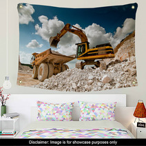 Bulldozer Excavator In Quarry Wall Art 45483465