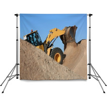 Bulldozer Working With Sand Backdrops 60995147