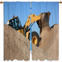 Bulldozer Working With Sand Window Curtains 60995147