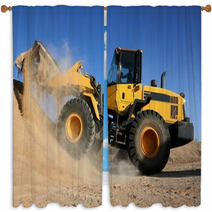 Bulldozer Working With Sand Window Curtains 61168568