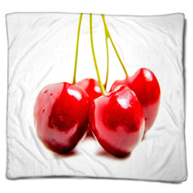Bunch Of Ripe Juicy Cherries Blankets 66079339