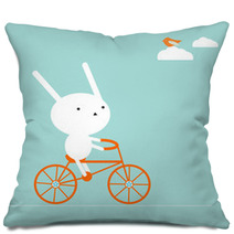 Bunny On A Bike Pillows 16731928