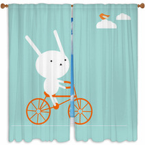 Bunny On A Bike Window Curtains 16731928