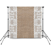 Burlap Background With Lacy Cloth Backdrops 58785985