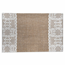 Burlap Background With Lacy Cloth Rugs 58785985