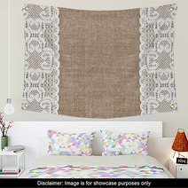 Burlap Background With Lacy Cloth Wall Art 58785985