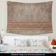 Burlap Background With Sacking Ribbon And Rope Wall Art 57886759