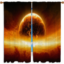 Burning And Exploding Planet Earth Window Curtains 54410581