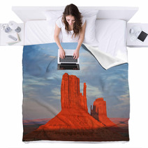 Butte At Sunset In Monument Valley Blankets 60855520
