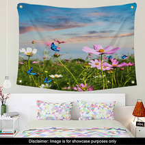 Butterflies Flying In The Flowers Wall Art 43985358