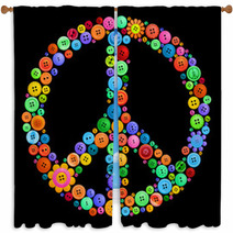Button Peace Sign Window Curtains 38001265