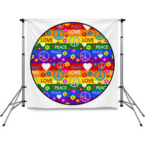 Button With Symbols Of The Hippie Backdrops 68155613