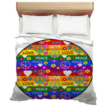 Button With Symbols Of The Hippie Bedding 68155613