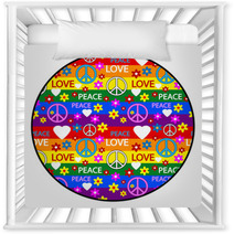 Button With Symbols Of The Hippie Nursery Decor 68155613