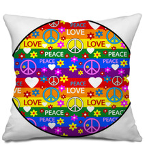 Button With Symbols Of The Hippie Pillows 68155613