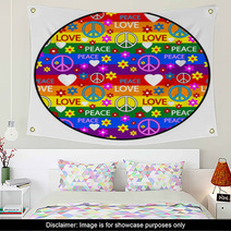 Button With Symbols Of The Hippie Wall Art 68155613