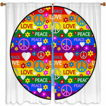 Button With Symbols Of The Hippie Window Curtains 68155613