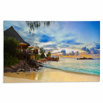 Cafe On Tropical Beach At Sunset Rugs 41626895