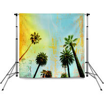 California Beach Art Palm Trees Background Backdrops 87091112