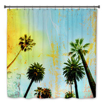 California Beach Art Palm Trees Background Bath Decor 87091112